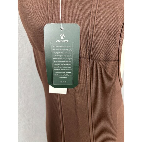 A AGROSTE athletic romper with a racerback Removable Pads Brown Size Small NWT's - Picture 7 of 8